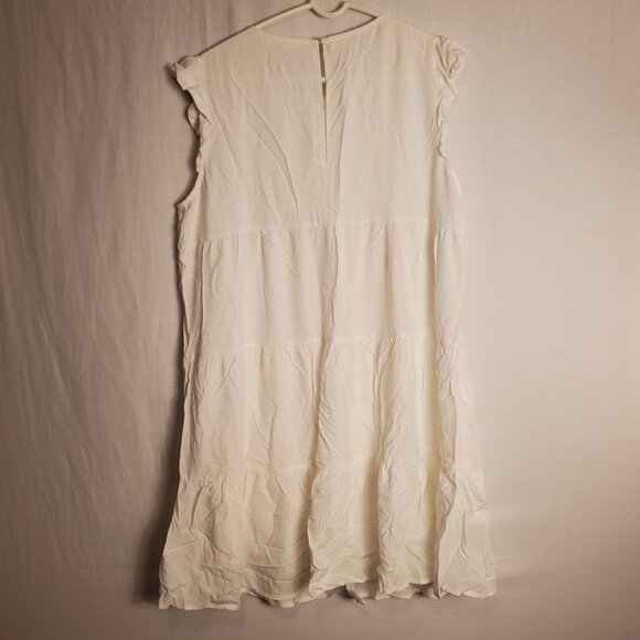 Kirundo Adorable Short Sleeve White Flowy Soft Ruffled Bottom Dress Sz L Womens - Picture 9 of 11